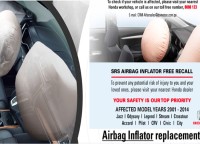 गाडीहरुमा निःशुल्क एयरब्याग परिवर्तन गर्दै होण्डा