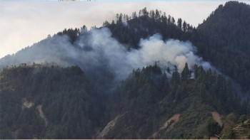 काभ्रेको गोरखनाथ सामुदायिक वनमा डढेलो
