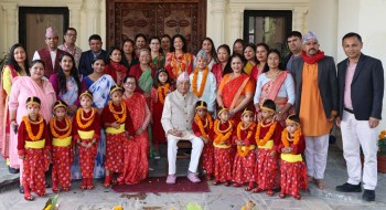 राष्ट्रपति पौडेलले गरे नौ जना कन्याको पूजार्चना