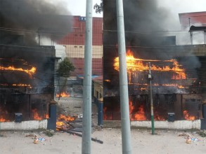 प्रहरी बिटमा आगजनी र तोडफोड