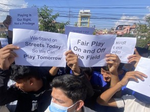 एन्फा मुख्यालयमा प्रदर्शन ग