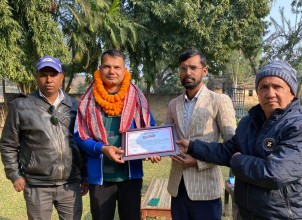 सञ्चारकर्मीद्धारा सशस्त्र  प्रहरी नायब उपरीक्षक विकास खतिवडा सम्मानित