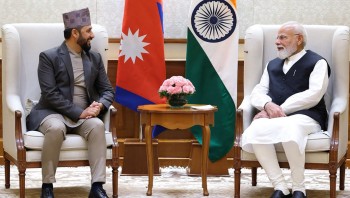 भारतीय प्रधानमन्त्री मोदी र  रास्वपा सभापतिलामिछानेसँग भेटवार्ता