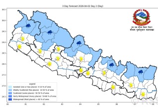 पहाडी तथा हिमाली क्षेत्रमा मेघगर्जनसहित वर्षा र हिमपातको सम्भावना