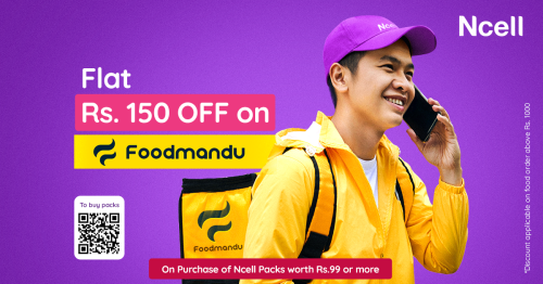 एनसेल, फुडमान्डुले ल्यायो खानाका परिकारमा  विशेष छुटकाे अफर