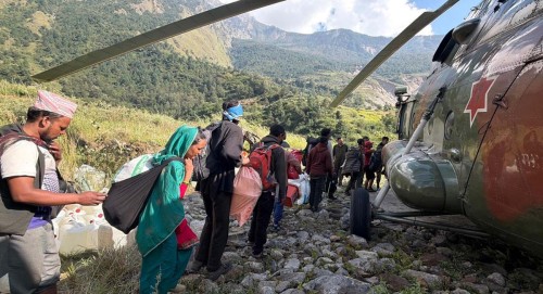 बूढीगण्डकी बाढीः प्रभावित क्षेत्रबाट एक हजारभन्दा बढीको हेलि उद्धार